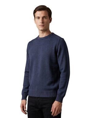 NWT Gran Sasso Knit Virgin Wool Sweater Jumper Mens 54 L  XL Navy Blue Crew Neck